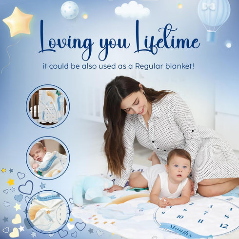 Monthly Baby Milestone Blanket - Document Every Step with Milestone Blanket for Baby boy - Personalized and Durable Keepsake Baby Monthly Mileston...