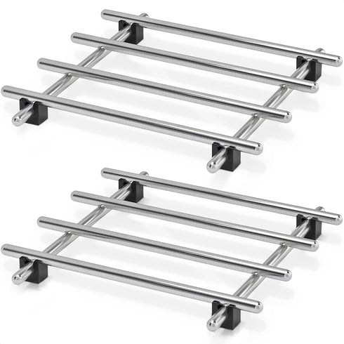 2 Pcs Metal Trivets for Hot Dishes – Stainless Steel Trivet Set | 7" x 7", Heat & Rust-Resistant | Rubber Anti-Slip Feet for Countertops & Tables ...