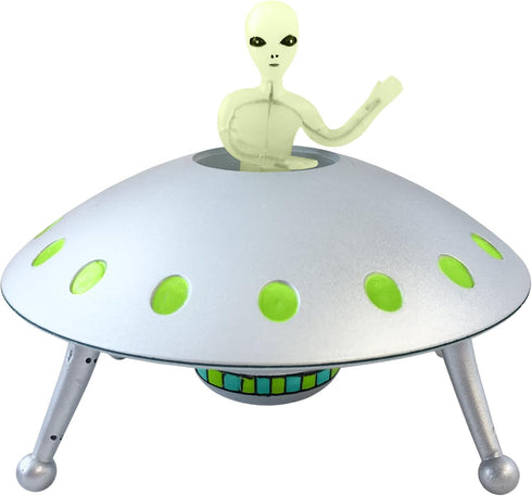 Off the Wall Toys Alien Glow-in-The-Dark UFO Space Ship and Bendable Action Figure Toy...