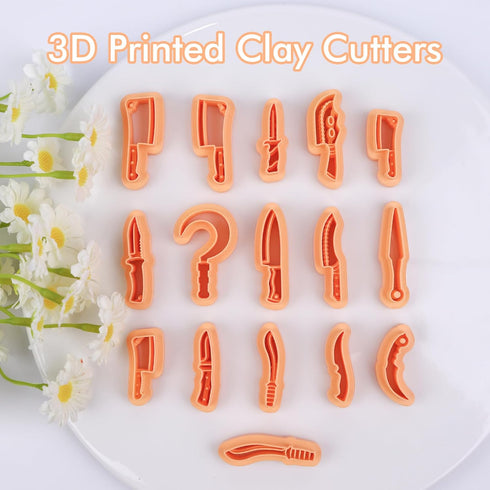 Puocaon Knives Polymer Clay Cutters - 16 Pcs Clay Cutters for Polymer Clay Earrings Making, Cleaver Clay Cutters for Earrings, Sickle Dagger Polym...