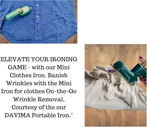 DAVIMA Mini Iron Portable- Travel Iron Mini with steam - Portable Steamer - Mini Iron - Mini Steam Iron for Clothes Travel Size - Plancha Portatil...