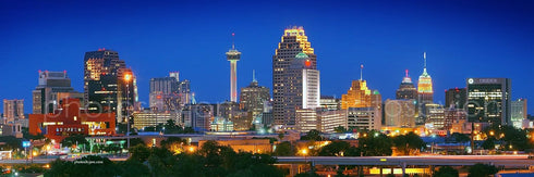 PHOTOSBYJON San Antonio Skyline Photo Print UNFRAMED Night Color 11.75 inches x 36 inches City Photographic Panorama Poster Picture Standard Size...