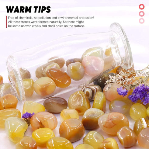 Hilitchi Yellow Agate Stone Tumbled Stones for Plants Cacti & Succulents Bedding, Vase Filler, Landscape Bottom Decoration (about 1lb(455g)/Bag)...