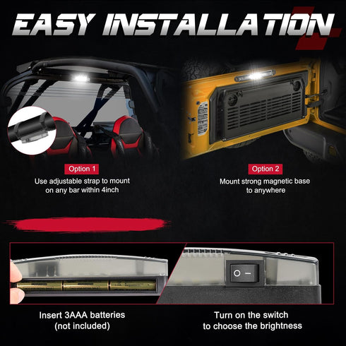 OFFROADTOWN UTV Interior Dome Light Universal Roll Bar Mount LED Light Utility Roll Cage Courtesy Overhead Light for UTV RZR Polaris ATV Can-Am Tr...