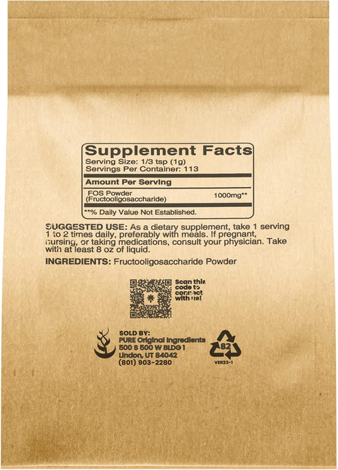 Pure Original Ingredients Fructooligosaccharides 4oz, No Additives, FOS Powder...