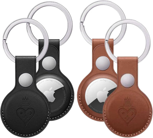 Ace & Eon Luxury AirTag Holder, 2-Pack - Waterproof Vegan Leather Case for Apple Air Tag - Keychain, Wallet, Dog Collar Cover - Lightweight, Durab...