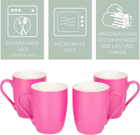 Elanze Designs Princess Pink Glossy Finish 10 Oz. New Bone China Coffee Cup Mug Set of 4...