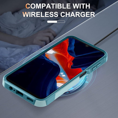 for Samsung Galaxy A14 5G Case with 1 Pcs Tempered Glass Screen Protector and 1 Pcs Camera Lens Cover,Heavy Duty Rugged Shockproof Full Body Prote...