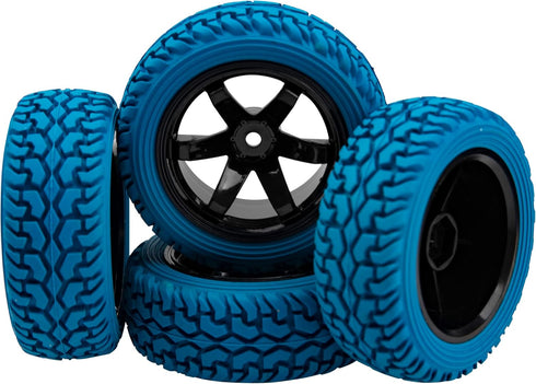75mm/2.95'' Rubber Tires & Plastic Wheel Rims 12mm Hex Hub Compatible with Traxxas 4tec 2.0 HSP Tamiya HPI Kyosho 1/10 On-Road Touring Car, WLtoys...