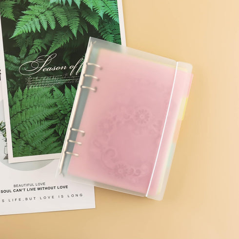 2Pcs/Set 1Pcs A4 4 Ring And1Pcs A5 6 Ring Binder Cover Clean Transparent Soft PVC for Refillable Notebook Shell withMatte surfaceforStamp & Die St...