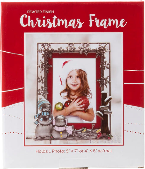 Neil Enterprises Inc. Pewter Winter Snowman Christmas Picture Frame...