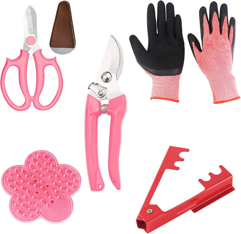 Garden Tool Set Home Gardening Tools Kit with Flower Pruning Shears Scissors Grass Trimmer Garden Hose Nozzle Sprinkler Irrigation Tools for Lawn ...