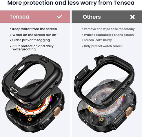 Tensea (2 in 1) for Waterproof Apple Watch Ultra 2/Ultra Screen Protector Case 49mm Accessories, iWatch Protective PC Face Cover Built-in Tempered...