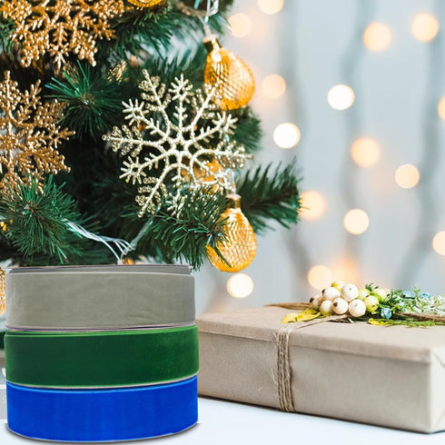 1/4" X 20 Yards Dusty Blue Velvet Ribbon for Christmas Tree Wreath Decoration Handmade Crafts Ornaments Gift Wrapping & Bow Making...