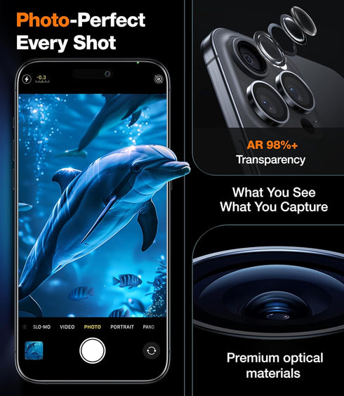 TORRAS Top-Notch LensGuard iPhone 15 Pro/iPhone 15 Pro Max Camera Lens Protector Aerospace Grade 9H Tempered Glass [1:1 Invisible Precision Fit & ...