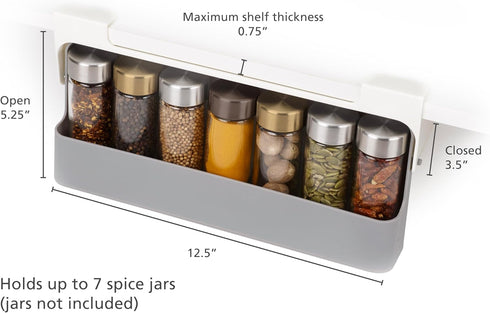 Joseph Joseph Spice Rack Organizer - Under-Shelf Kitchen Cabinet Storage Solution for Spices, Grey...