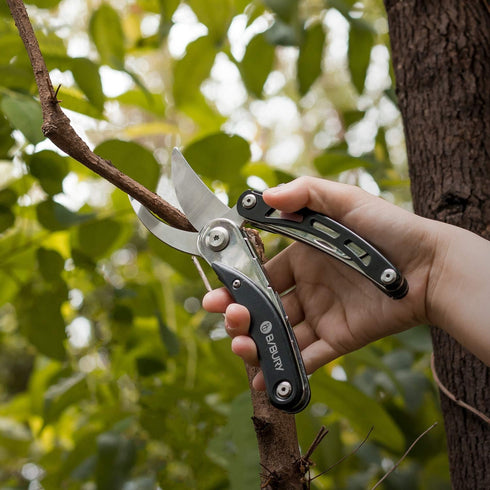 BIBURY Gardening Hand Pruners, 5 in 1 Multitools Folding Scissors 420 Stainless Steel Pruning Shears Bonsai Cutters for Tree Trimmers Secateurs,Ga...