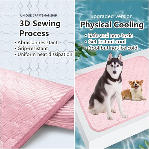 Dog Cooling Mat, Pet Cooling Mat for Dogs Cooling Blanket for Dogs Dog Cooling Pad for Kennels, Crates, Cars, Indoor & Outdoor Ice Silk Cooling Ma...