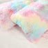 Plush Standard/Queen Pillowcase 2 Pack Rainbow Tie Dye Super Soft Fluffy Faux Fur Shaggy Pillow Cases/Covers Girls Cute Decorative Throw Pillow Sh...