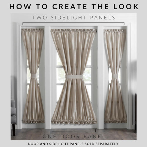 Elrene Home Fashions Colette Faux-Silk French Door Window Panel, 54 in x 72 in (1 French Door Panel), Taupe...
