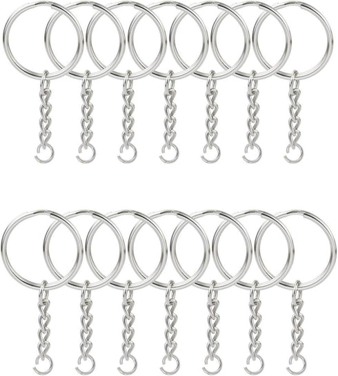 KINGFOREST 150-Piece Split Key Ring Kit with Chains & Jump Rings - 1 Inch Silver Nickel Bulk Jewelry Making Supplies for DIY Keychains, Charms, Cr...