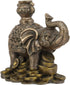 Ebros Small Feng Shui Auspicious Elephant Carrying Wealth Pot With Trunk Up Standing On Golden Coins Ingots And Nuggets Statue 4.25"Long Home Deco...