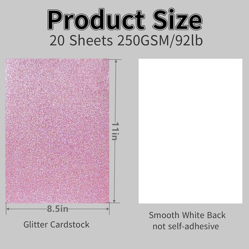 20 Sheets Pink Glitter Cardstock 8.5 x 11 Inches, Heavyweight 250gsm Premium Sparkling Card Stock Paper for Card Making DIY Craft Party Decoration...