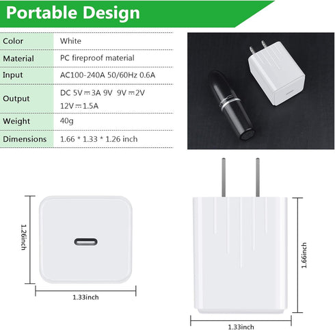 Pixel 8 7a Fast Charger for Google Pixel 8 Pro 7a Fold 7 Pro 6a 6 5a 5 4a 4 XL 3a 3 2,20W Fast USB C Wall Charger PD Power Adapter+6ft Type C to C...
