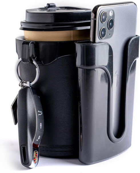 Bike Cup Holder Handlebar with Cell Phone Keys Holder Bicycle Drink Beer Holder Black...