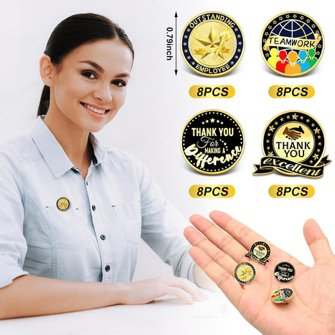 32 Pieces Employee Appreciation Lapel Pin 4/5 Inch Excellence Enamel Recognition Pins Appreciation Motivational Pins for Employee Staff Team Gift...
