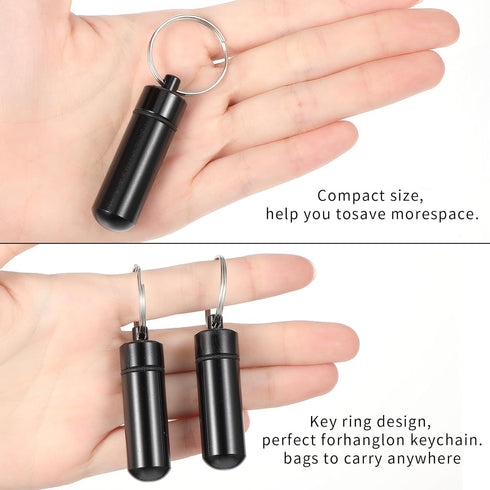 Prasacco 12 Pieces Portable Small Case, Portable Keychain Holder Mini Travel Container Metal Case Bottle with Keyring Waterproof Mini Storage for ...