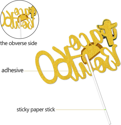 Taco Bout 60 Birthday Cake Topper - Fiesta 60th Birthday Party Glitter Taco Cactus Cake Supplies - Fabulous Sixty - Mexican Summer Fiesta Party De...