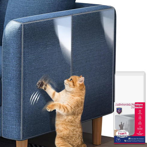 Sofa Protectors from Pets - 12 Pack Cat Anti Scratch Furniture Protectors Twist Pins - Strong, Clear, Cat Sofa Protector - Cat Deterrent Accessori...