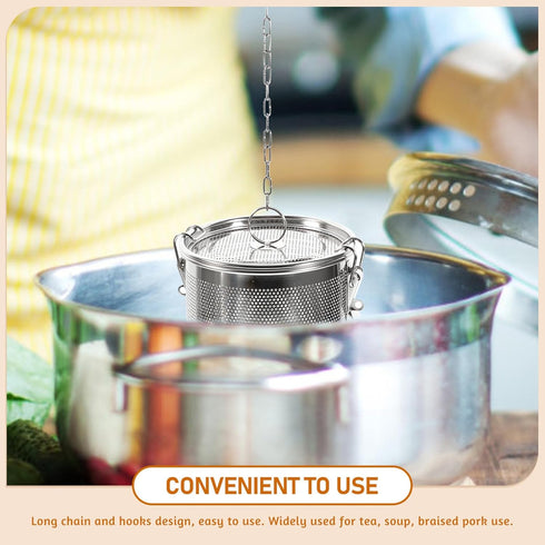Hemoton Stainless Steel Tea Ball Infuser Large Capacity Tea Strainer Infuser Cooking Strainer Basket Seasoning Strainer with Extended Chain Hook f...