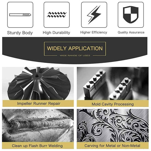 Tungsten Carbide Double Cut Burr Set, with 1/8" Shank 1/4" Grinding Head Length Tungsten Steel for Grinder, DIY Wood-Working Carving, Soft Metal P...