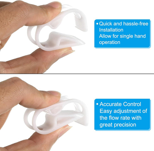 PATIKIL Plastic Tube Tubing Clamps, 2Pcs 3/8" - 5/8" Tube OD Adjustable Precise Flow Control Hose Clamp Clip for Laboratory Pinch Valve, White...