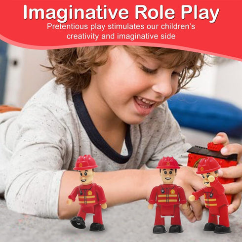 FUNERICA Toy Fireman Action Figures for Kids - Firefighter Figurines Community Helpers Toys - Little People Figures for Firefighter Toys, Fire Tru...