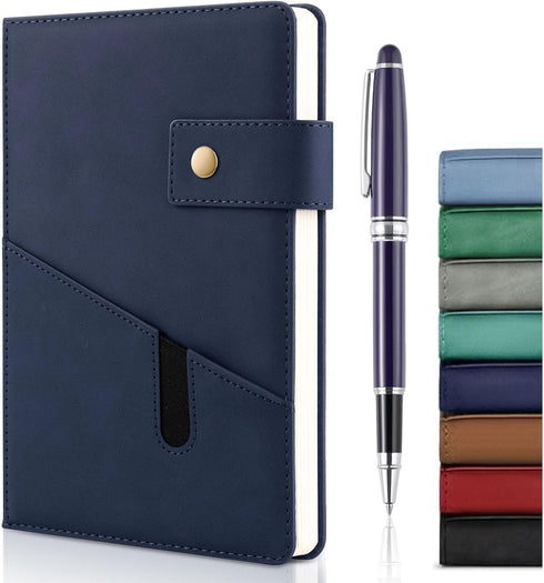 A5 Leather Journal Notebook with Pen, 200 Pages Hardcover Journal with Pocket, 100gsm Thick Lined Paper Daily Diary for Men and Women, Great Gift ...