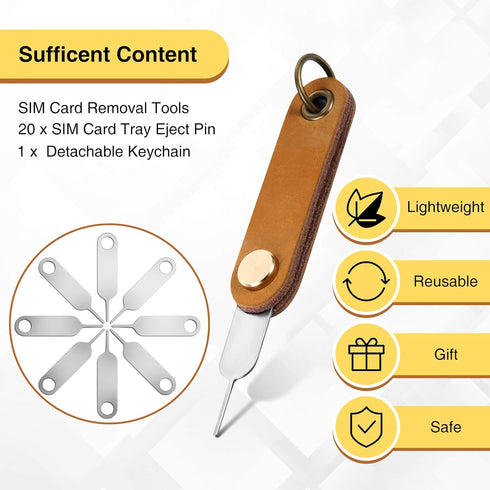 Weewooday 20 Pcs Sim Card Removal Tool Universal Sim Card Pin Card Tray Eject Pin Ejector Tool with 1 Detachable Keychain Charm for Smart Phones a...