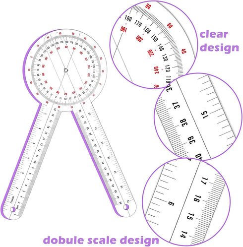 12 Inch Goniometer Transparent Orthopedic Angle Ruler Plastic Goniometer 360 Degree for Body Measuring Tape Goniometer Protractor Ruler (1)...