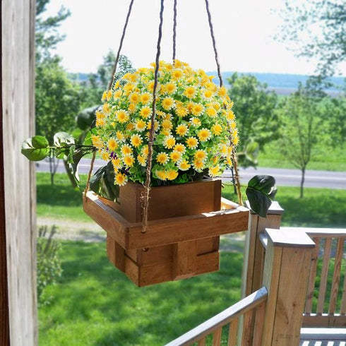 GREENRAIN 6 Bundles Artificial Daisy Flowers Outdoor Fake Flowers for Decoration No Fade Faux Plastic Flower Garden Porch Window Box Décor (Yellow...
