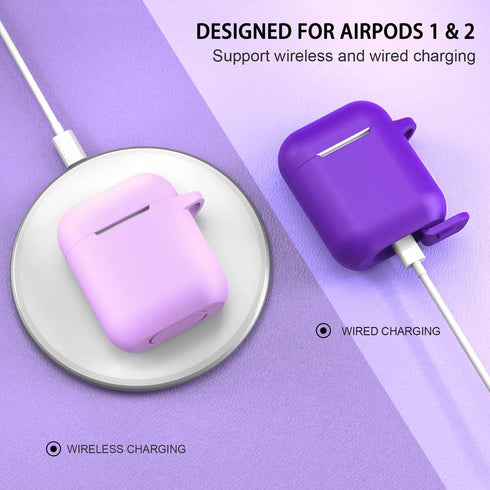 ATUAT Compatible with AirPods Case Cover, Full Protective Silicone Skin Dust-Proof Designed for Apple AirPods 1st 2nd Generation with Keychain, Fr...