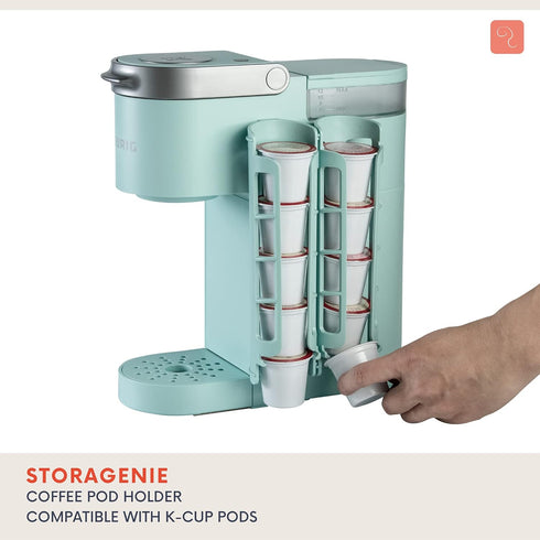 STORAGENIE K Cup Holder for Keurig, Coffee pod Storage, Side Mount | Wall Mount, Perfect for Small Counters (2 Rows/For 10 K Cups, OASIS BLUE)...