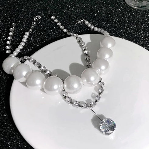 Pearl Necklaces for Women Chunky Pearl Necklaces Big Pearl Necklaces Exaggerated Large Pearl Necklaces Statement Necklace Wedding Jewelry Gifts fo...