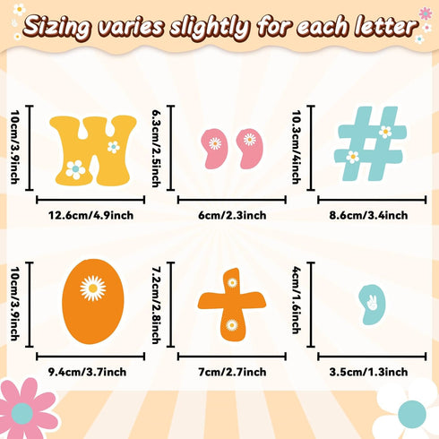260pcs Groovy Bulletin Board Letters for Classroom 4” Letters Combo Pack Set Retro Hippie Classroom Decorations Boho Daisy Alphabet Numbers Symbol...
