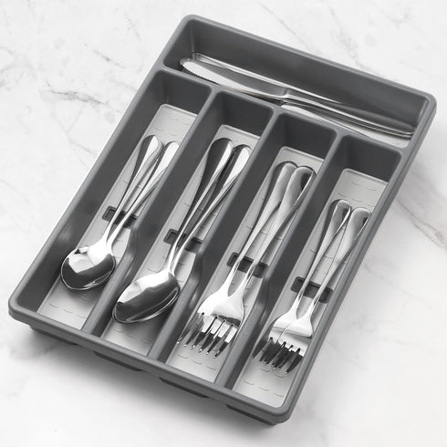 Silverware Organizer with Cutlery Icons?Silverware Tray for Kitchen Drawer?Plastic Flatware Tableware Silverware Drawer Organizer Utensil Organize...