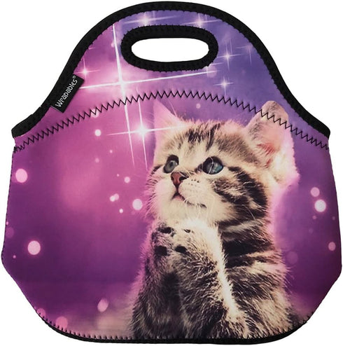 Wrapables Insulated Neoprene Lunch Bag, Cute Kitty...