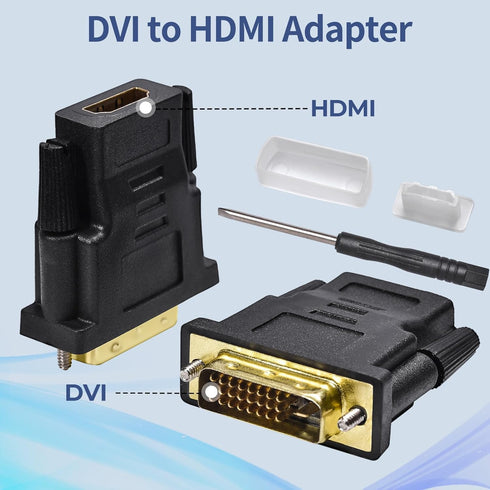 DVI to HDMI, Bidirectional DVI (DVI-D) to HDMI, Male to Female Adapter, 2-Pack?(24+1) Male Adapter with Gold-Plated for Computer, Monitor, Project...