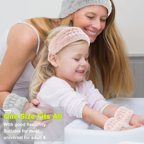 WHAVEL 9 PCS Face Wash Headband and Wristband Set, Makeup Spa Headband and Wristband Skin Care Headbands Arm Wrist Bands for Washing Face (Khaki, ...