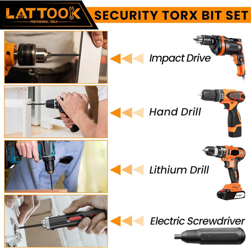 Torx Bit Set, LATTOOK 13-Piece Security Tamper Proof Torx Star Bits Set, Magnetic S2 Steel, 4'' Long, T5 - T40...